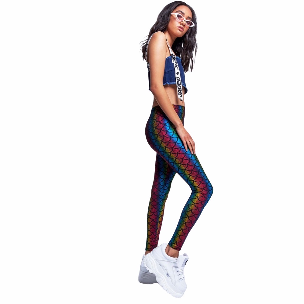 new Dolls Kill x Jaded London 𓆉 Shimmer Mermaid Leggings Rainbow Scales 𓆉 S M